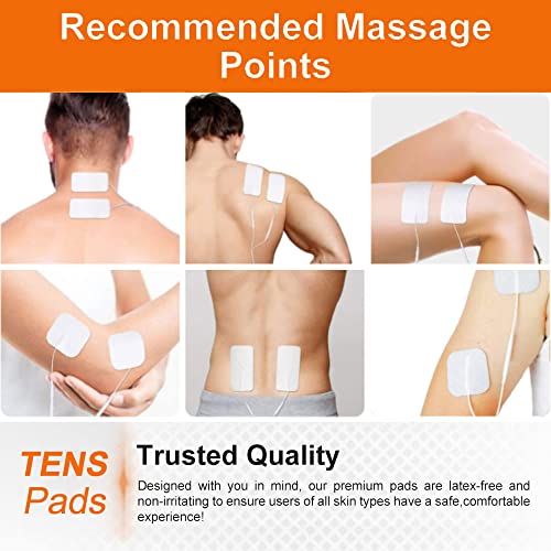 10PCS TENS Unit Replacement Pads 2x4, Reusable TENS Electrode Pads with