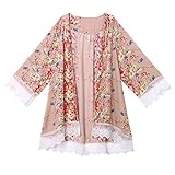 Sannysis Women Printed Chiffon Shawl Kimono Cardigan Tops Cover Up Blouse (L)