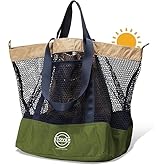 STOVER Extra Large Mesh Beach Bag, Vacation, Pool, Shopping & Travel Tote - Foldable w/Storage Pouch & Pockets for Women, Men