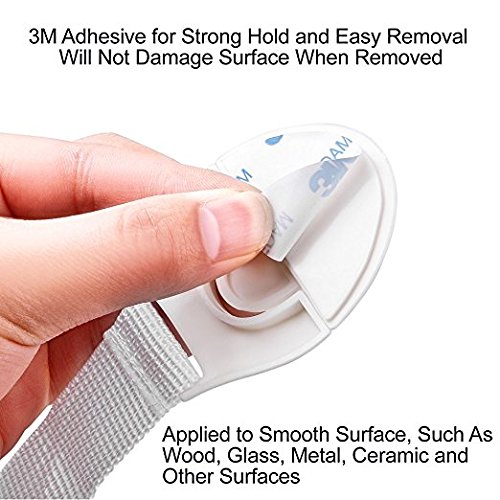 Cabinet Locks Child Safety | 10 Pack Baby Safety Locks | Child Proof Cabinets, Drawers, Appliances, Toilet Seat, Fridge and Oven | Tools or Drilling Not Required | Uses 3M Adhesive