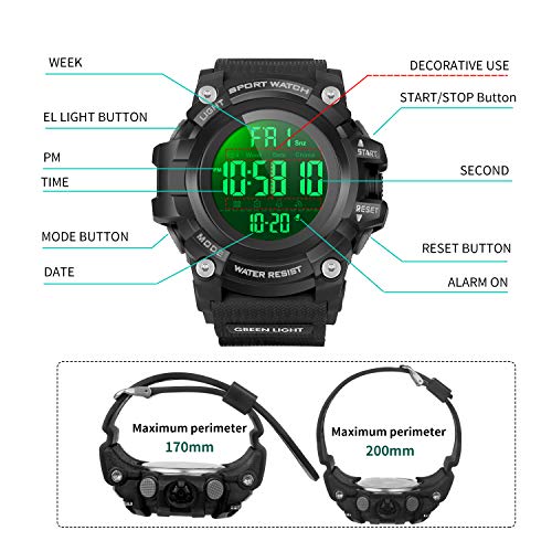 YEENIK Men’s Digital Sport Watch, Military Watches with 50M Waterproof