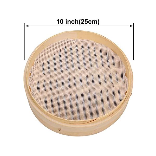Handmade-Bamboo-Steamer-10-Inch-Bamboo-Steam-Basket-Round-Bao-Bun-Steamer-Double-Layer-Dumpling-Steamer-2-Tier-with-Lid-Chinese-Style-Steamer-Healthy-Cooking-for-VegetablesDim-SumMeat-Fish Handmade Bamboo Steamer, 10 Inch Bamboo Steam Basket, Round Bao Bun Steamer, Double-Layer Dumpling Steamer, 2 Tier with…