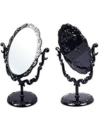 Black Butterfly Desktop Mirror Rotatable Gothic Small Size Rose Makeup Stand