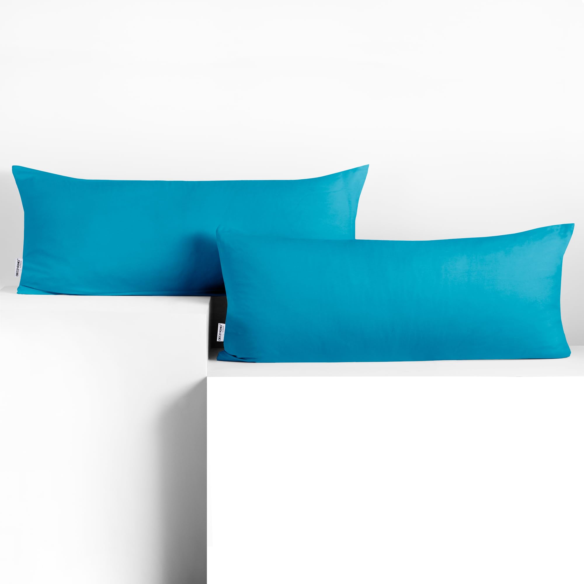 DecoKing 2 Pillowcases 40 x 120 cm Jersey 100% Combed Cotton Zip Cyan Amber
