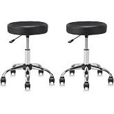 KLASIKA Set of 2 Round Rolling Stool Swivel with Wheels Adjustable Height Heavy Duty Wide Seat Drafting Stool Chair for Office Salon Massage Spa Medical Tattoo Beauty 2 Pack