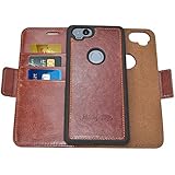 Newseego Google Pixel 2 Leather Case,Wallet Case [Detachable 2 in 1 Wallet Folio] [Premium Vegan Leather] 2-Way Stand Flip Cover for Google Pixel 2-Brown