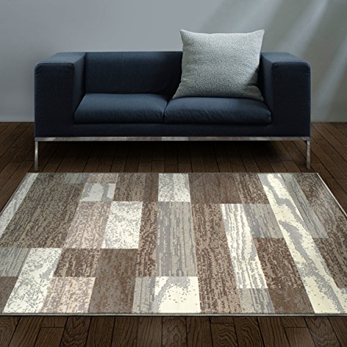 Superior Rockwood Modern Geometric Indoor Area Rug, 5' x 8', Light Blue-Ivory