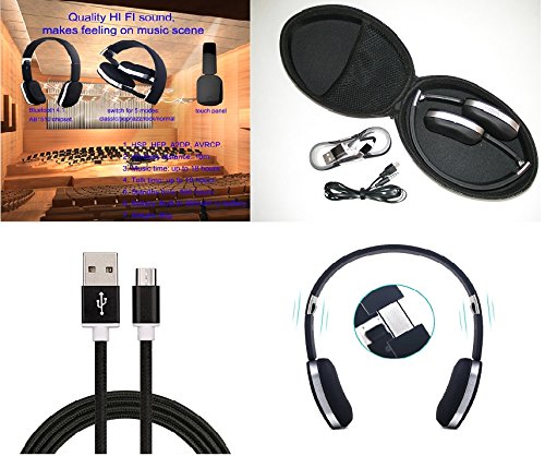 Wireless Bluetooth Stereo Headphone TOUCH Panel Control V4.1 NFC Mic for Apple iPhone 7 7Plus 6s 5s 5c 5, iPhone 4s 4, Google Pixel, Pixel XL Samsung Galaxy S7 EDGE S6 S5 S4 S3 (BLACK)