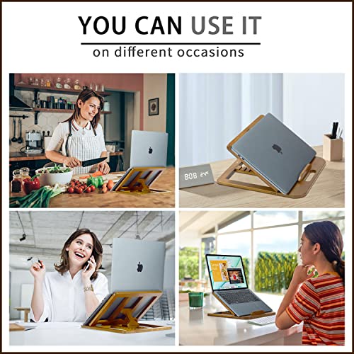 MultiAngle Adjustable Height Wood Foldable Laptop Stand Holder Riser