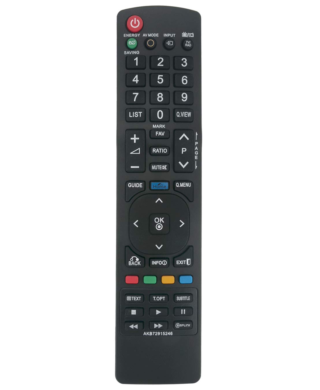 VINABTY AKB72915246 Replacement Remote Fit for LG TV 26LV255C 26LV2500 26LK330 32LK331C 32LK334C 32LK430B 32LK430 42LK450 50PT250B 42PW350B 42LV3400 47LK950 47LW4500 42LK451C 42LV345C 50PW350B