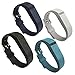 4PCS EPYSN Compatible Fitbit Flex Band,Silicone Replacement Wristband For Fitbit Flex Bracelet Sport Bands with Metal Watch Band Buckle Large/Small Black-Navy-Slate-Grey