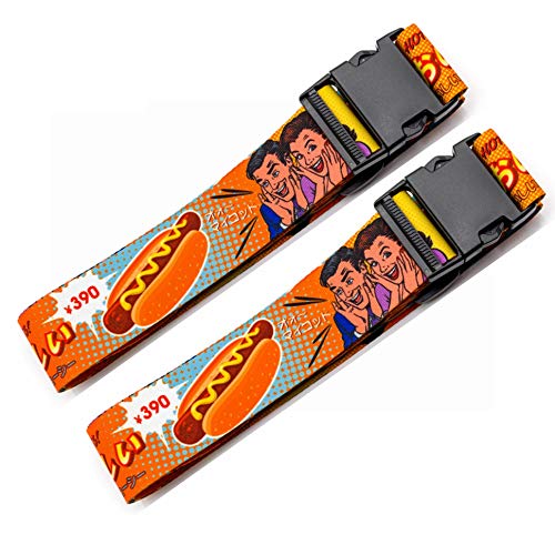 Teeoff Luggage Straps Suitcase Belts Travel Bag Accessories Adjustable (Japanese Food - 2 Pack, 220CM)