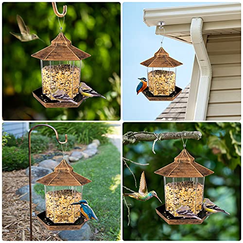 Bird Feeders , Hanging Bird Feeder with Ideal Hexagon Shaped for Courtyard, Garden, Patio, Backyard and Front Porch Decoration