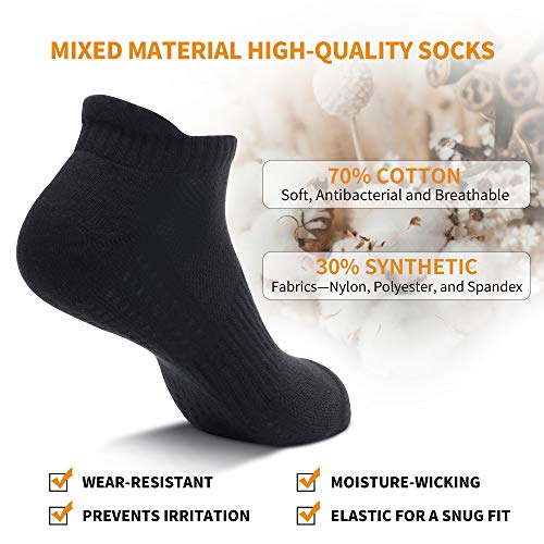 Gozlu-Calcetines-Tobilleros-Hombre-5-Pares-Calcetines-Antiampollas-Deporte-Ventilacion-Transpirable-Soporte-Del-Arco-Algodon-para-RunningTrekking-Camping-Senderismo-Negro-Talla-41-46