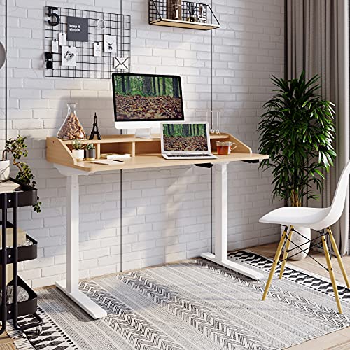 FLEXISPOT UD5 Comhar Electric Standing Desk with Hutch 2Tier 4 Hutches