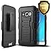 Galaxy Express 3 Case, Galaxy Luna Case, Galaxy Amp 2 / Galaxy J1 2016 Case, Starshop Dual Layers Kickstand Case With 0.33m 9H Tempered Glass Screen Protector Included and Locking Belt Clip Black