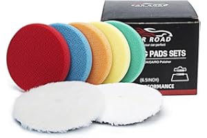 CAR ROAD 6" Buffing Polishing Pads,7Pcs 6.5 inch Backing Plate,Compound Buffing Sponge and Woolen Pads,Cutting Polishing Pad Kit for Car Buffer Compounding,Polish and Wax (6 Inch (150mm))