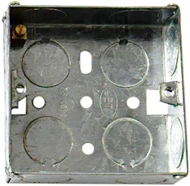 Merriway BH04060 35mm (1.3/8 inch) Depth Single 1-Gang Metal Flush Mount Back Pattress Box , Grey, 35 mm