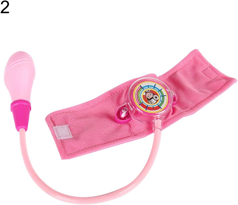LeSharp Pretend Play, Simulated Blood Pressure Cuff Monitor Doctor Pretend Play Kids Education Toy - Red