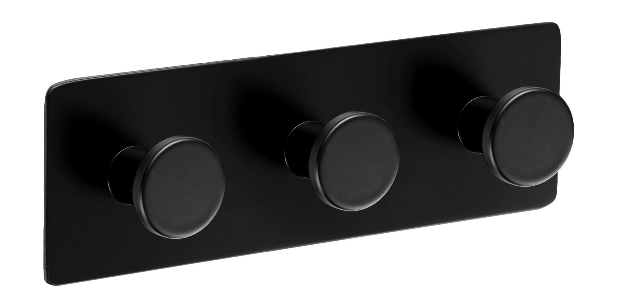 Ambrosya® | Exclusive adhesive robe hook made of stainless steel | Bathroom Dishcloth Hook Holder Bracket Towel Hook Rack Rail Coat Hooks (Stainless Steel (Black), 1 x 3)