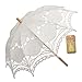 Artwedding Scallop Edge Embroidery Pure Cotton Lace Wedding Umbrella in Beige Onesize