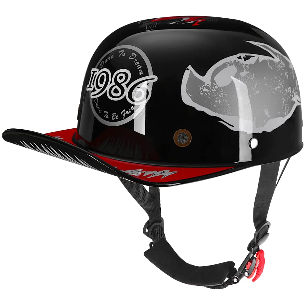 Casque Motard Style Baseball Retro - Approuvé DOT - Unisexe Adulte - ABS/Carbone - Neuf Avec Étiquettes