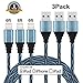 Sundix Lightning Cable, 6FT Premium Nylon Braided Charging Cord iPhone to USB Charger for iPhone 7 / 7 Plus/ 6 / 6s / 6 plus iPhone 5 / 5s / 5c, iPad, iPod & More (Black&blue, 3Pack )