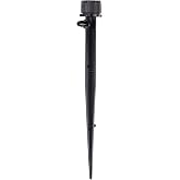 Raindrip 156005B Adjustable Flow Bubbler, Non-Pressure Compensating Emitter, Full-Circle Pattern, 8 Stream Spray, with 1/4-Inch Barbed Inlet on 5-Inch Stake, 5-Pack, Black