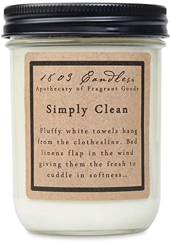 YOYOSO 1803 Candles - 14 oz. Jar Soy Candles - (Simply Clean)