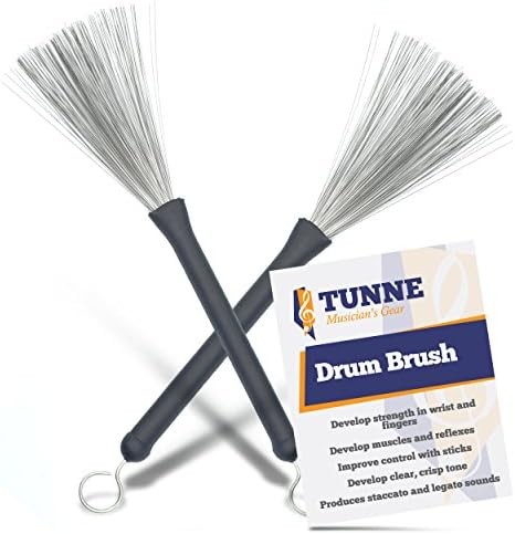Tunne Drum Brushes with Comfort Grip and Flex Wire for Clear, Easy Drumming