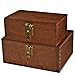 [Mustard 2 Sets] Wood Storage Box Kit Wooden Boxes Card Document Archival Jewelry Trunks Case Cabinet Container with Lock and Key Western Rustic for Keepsake Silverware Organizer Album Collection