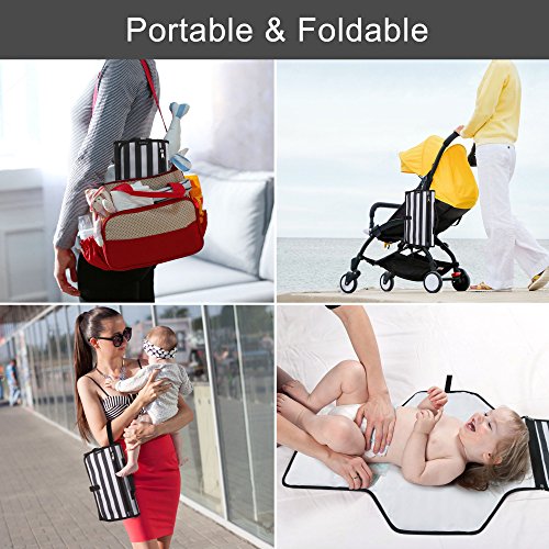 Portable Baby Changing Pad, LCARY Waterproof Travel Diaper Changing Station Kit with Pillow & 3 Pockets, Diaper Change Mat Bag for Toddlers Infants and Newborns