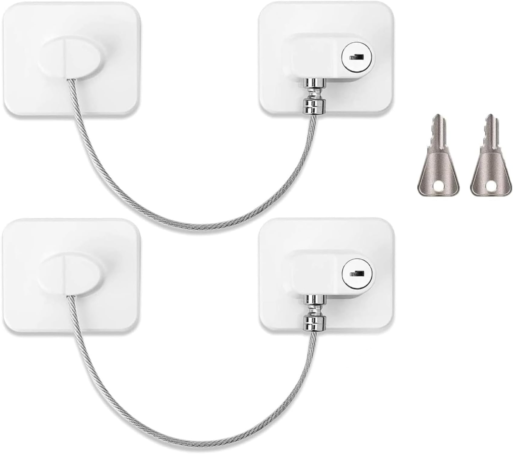 2 Pcs Fridge Lock - Safety Locks for Refrigerator and Freezer, Window Restrictor, Durable White Locks for Home Safety