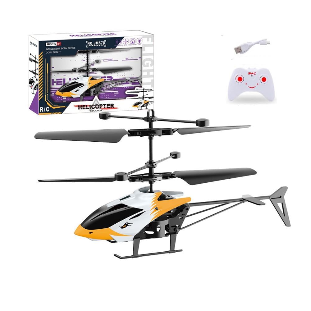LKNBIF RC Helicopter Toy, Remote Control Helicopter for Kids, Altitude Hold RC Helicopters with Gyro LED Light Airplane Model Radio Controlled Aircraft Flying Toys Gift for Birthday, Christmas-A