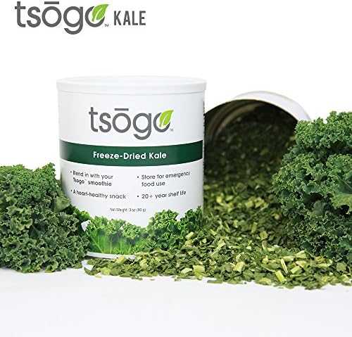 Tsogo Freeze-Dried Kale, Large Can 90 grams, Green Smoothies, Healthy Snack, Food Storage, 20+ Year Shelf-Life