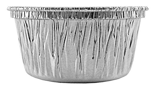 100 Aluminum Foil Muffin Cupcake Ramekin 4oz Cups with Lids Disposable - Thumbnail 5