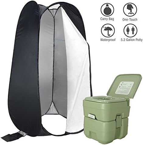 PARTYSAVING 5.3 Gallon Portable Potty and 6 Foot Privacy Instant Pop Up Tent for Outdoors Camping Boats Beach Park, APL1987