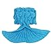 Mermaid Tail Blanket Crochet Mermaid Blanket for Adult and Kids, All Seasons Sleeping Blankets, Warm Soft Living Room Sleeping Bag,Birthday Christmas Gift (Kids, Sky Blue)