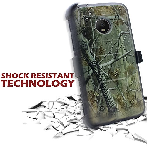 for 5" Motorola MOTO E4 motoe4 case Phone Case 360Â° Cover Screen Protector Clip Holster Kick Stand Armor Shock Bumper (Camo Autumn)