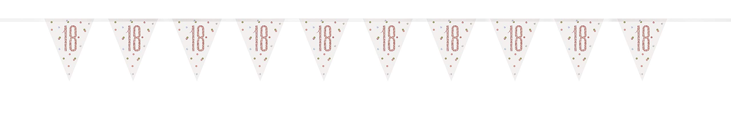 Stunning Rose Gold 18th Birthday Glitz Prismatic Flag Banner (274cm) - Perfect Celebration Decor for Birthday, Anniversary, & More - 1 Pc