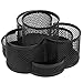 MyGift Rotating Black Metal Mesh Desktop Office Supplies Caddy with 7 Compartment for Pens, Pencils, Scissors and Accessories (Black)