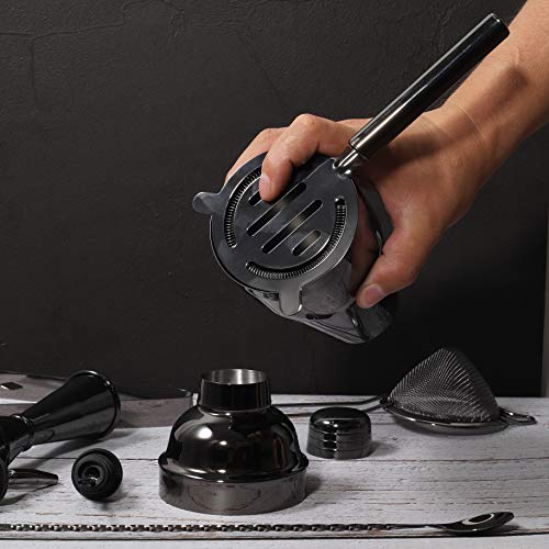 Angimio Cocktail-Shaker-Set, 9-teilig, Edelstahl, Barkeeper-Kit: 750 ml, Martini-Mixer, Cocktail-Sieb-Set, Stößel… – Bild 8