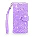 S7 Edge Case, Galaxy S7 Edge Case, Cellularvilla [Slim] [Card Slot] Premium Pu Leather Wallet Case [Drop Protection] Flip Protective Stand Cover for Samsung Galaxy S7 Edge G935 (Purple Glitter)