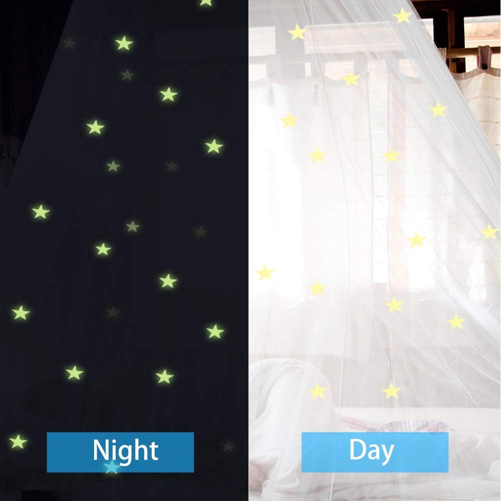 AMMER Fluorescent Stars Glow Bed Canopy, Mosquito Net for Baby, Kids, Girls or Adults, Suit for Cribs, Single Bed, Twin Bed or Full Size Bed: Home & Kitchen