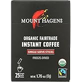 Mount Hagen Organic Instant Regular Coffee in Single Serve Sticks, Fairtrade, Freeze Dried, 1.76 Ounce (Pack of 8)