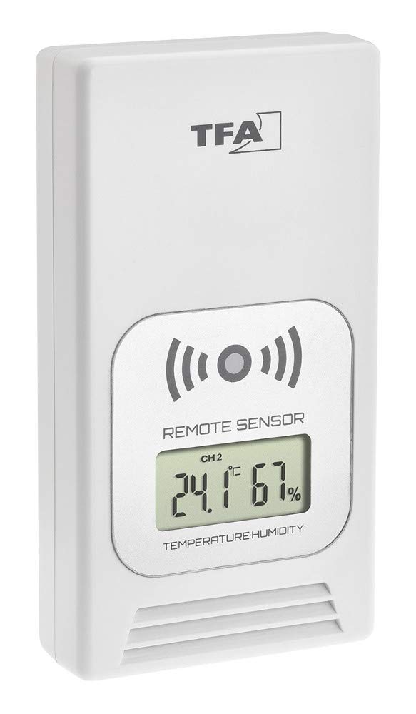 TFA Dostmann Temperatursender mit Temperature Display, Outdoor Transmitter for Wireless Weather Station Life 35.1153, White, L55 x B40 x H130 mm