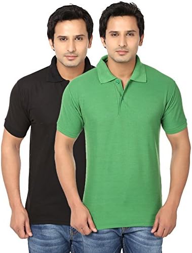 Rock Hudson Regular Fit Polo T-Shirt for Men - Half Sleeves Casual Men's Polo Pack of 2, POLO-ANSH-2CM-1-L