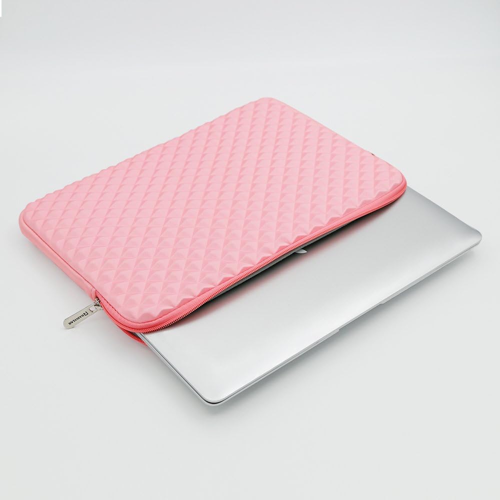 RAINYEAR 14 Inch Laptop Sleeve Diamond Foam Shock Resistant Padded Case Fluffy Lining Protective Zipper Cover Carrying Bag Compatible with 14" Notebook Computer Tablet Chromebook(Pink) - Image 4