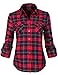 Luna Flower Women's Simple Long Sleeve Front Pocket Cowboy Plaid Shirts (GTEW132)