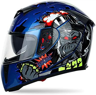 LWAJ Full Face Motorcycle Helmet,Street Bike Helmet with Flip up Dual Visor Removable Motorcycle Modular Helmet Black(M-XXL) For moped bike cycle